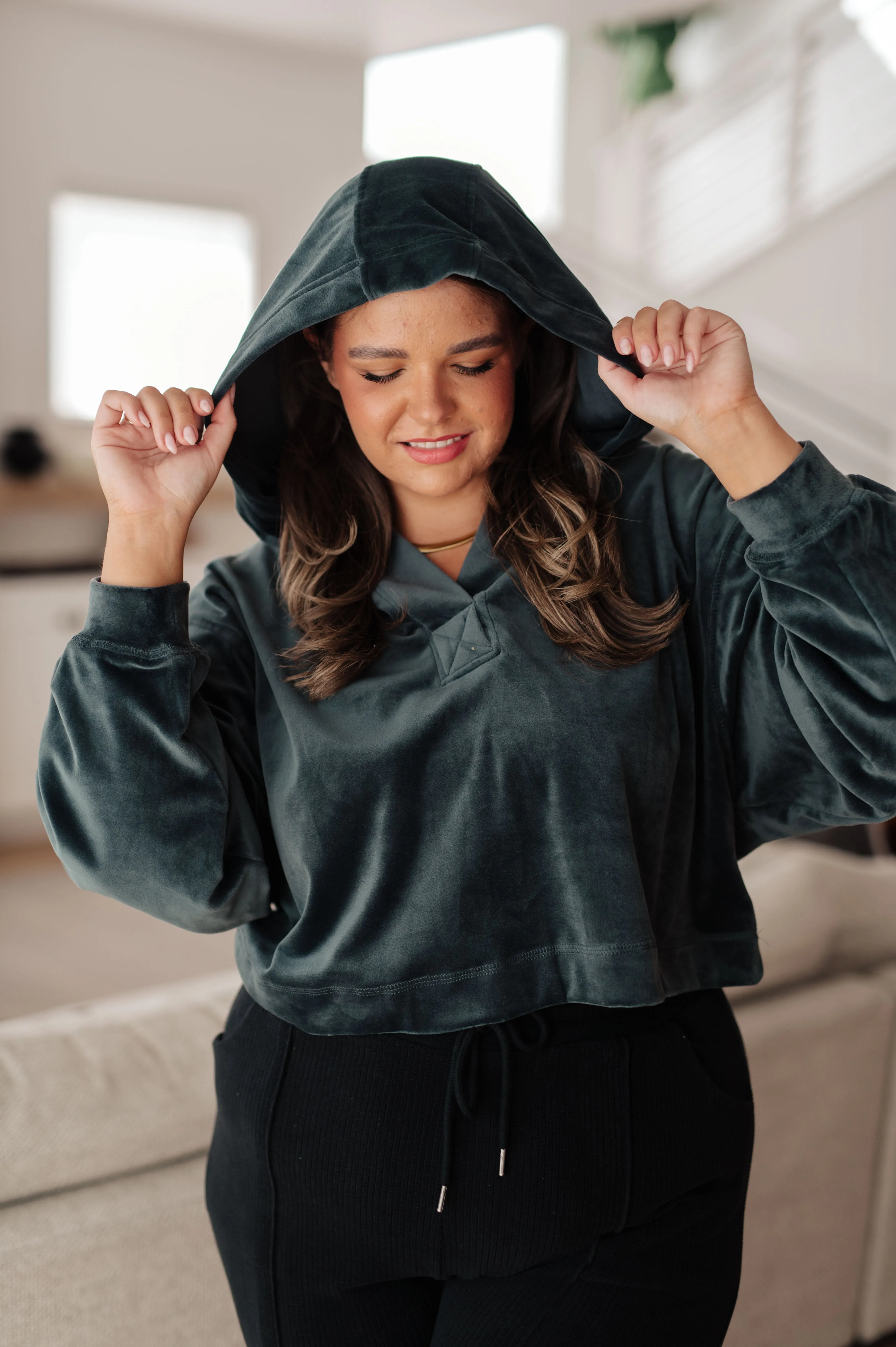 Velvet Icon Hoodie In Grey Blue - Mono B