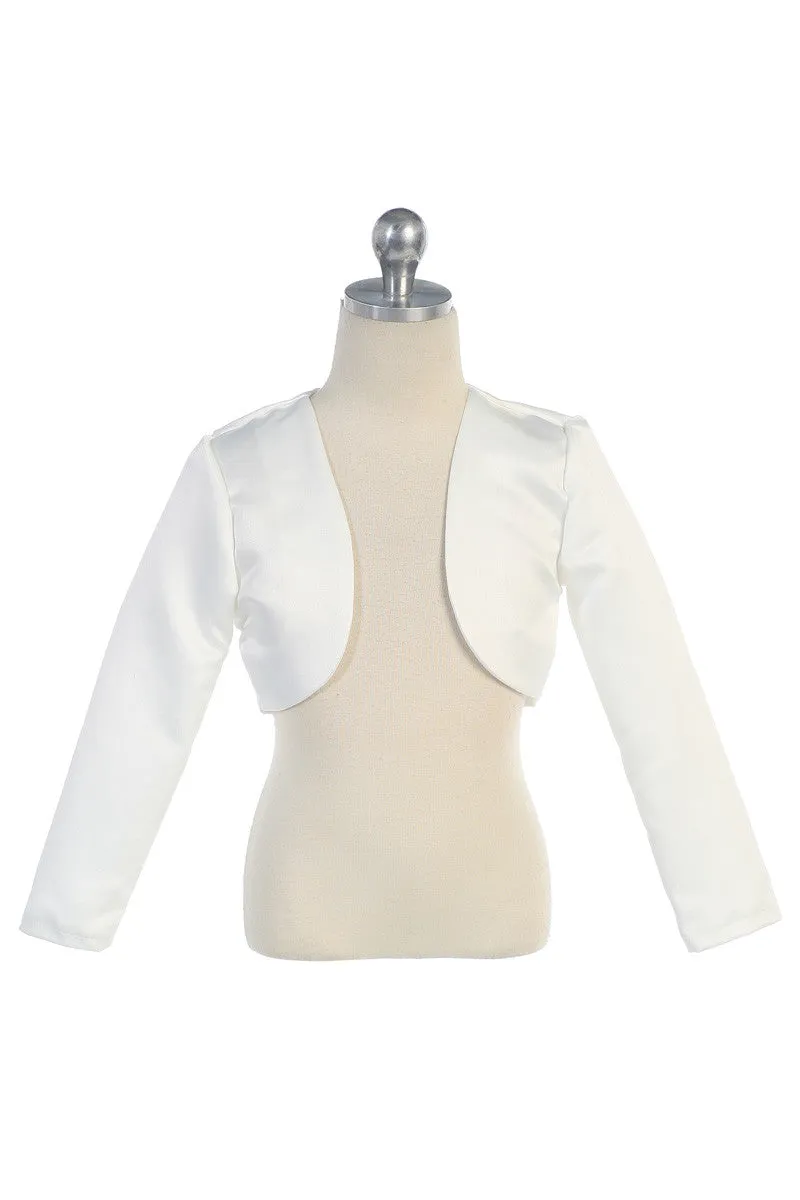 White Satin Long Sleeve Jacket  JK 109