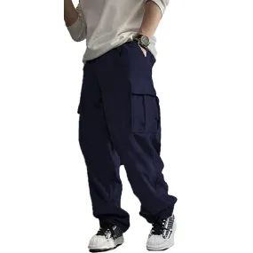 Wiaofellas  -  Streetwear New Casual Mens Cargo Pants Vintage Patchs Pockets Solid Color Corduroy Pants For Men Spring Summer Fashion Trousers