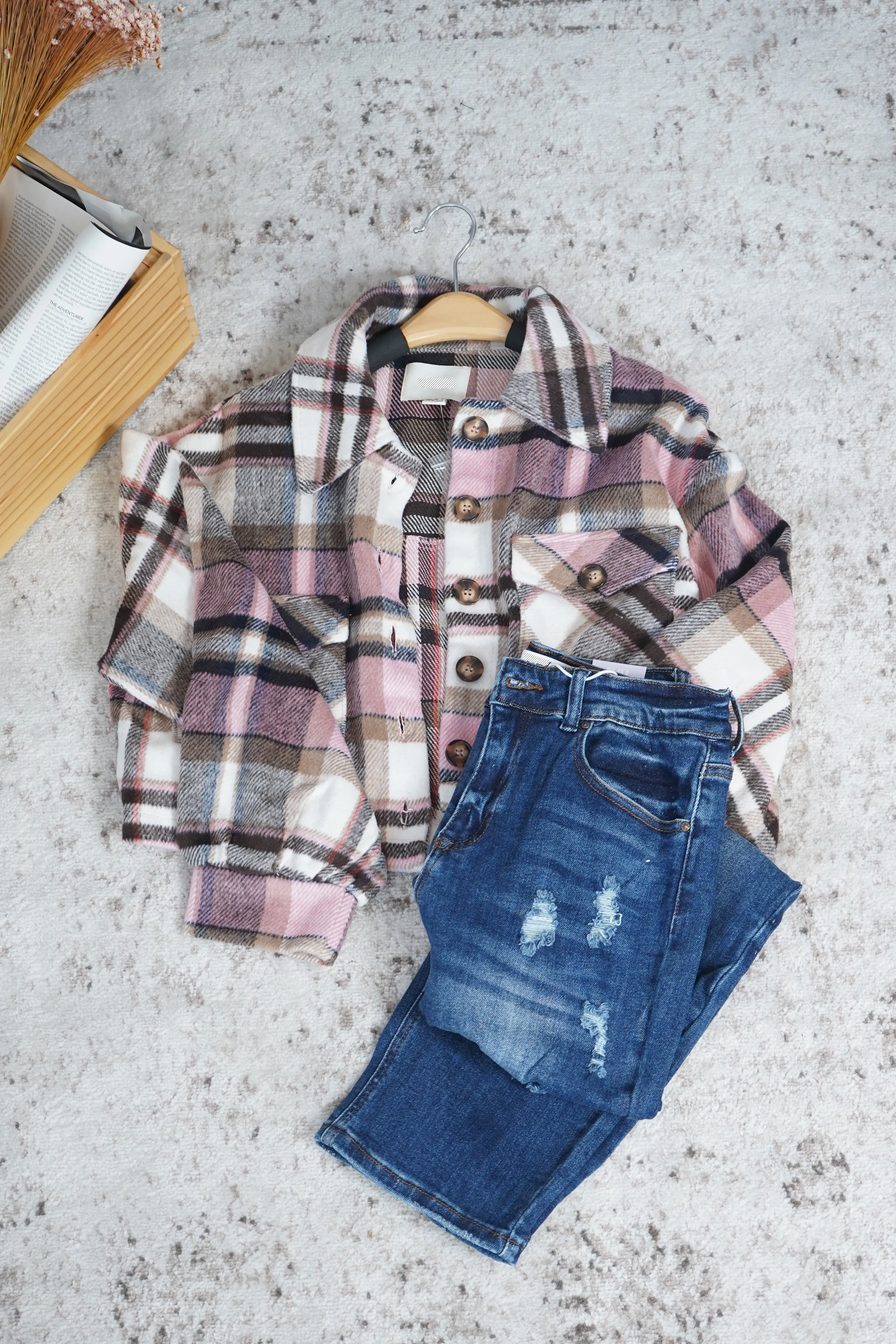 With The Wind Plaid-print Crop Jacket