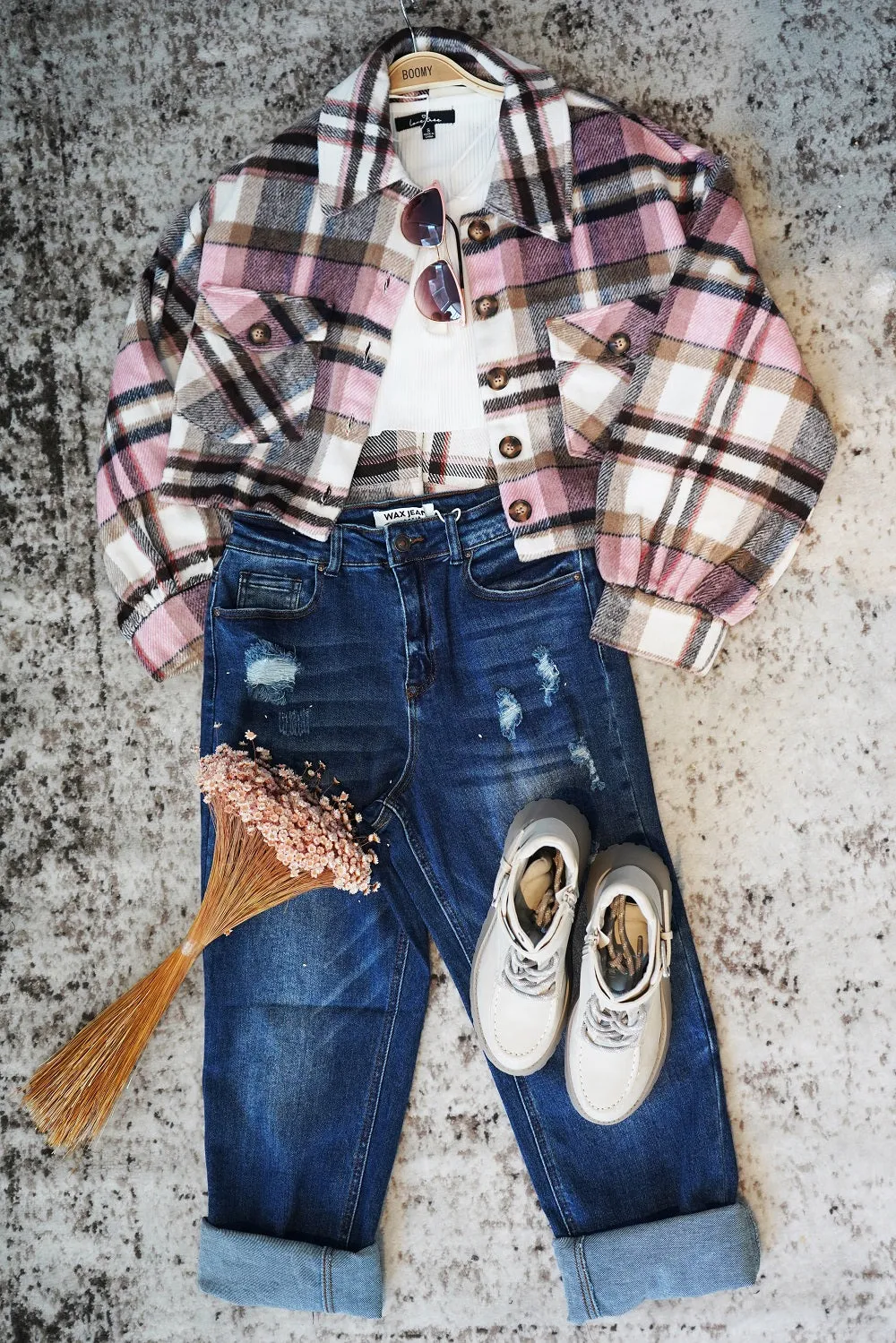 With The Wind Plaid-print Crop Jacket