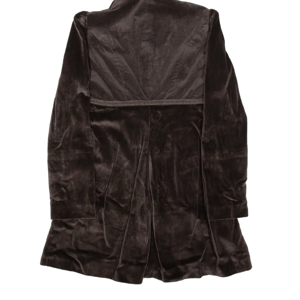 Womens Overcoat Coat Brown Velvet Hooded XS