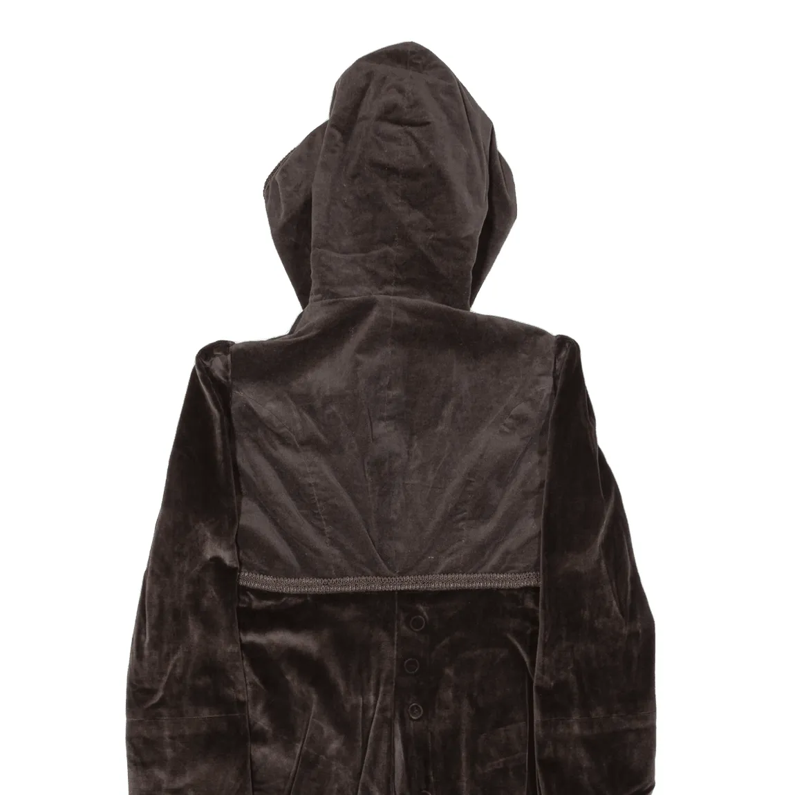 Womens Overcoat Coat Brown Velvet Hooded XS
