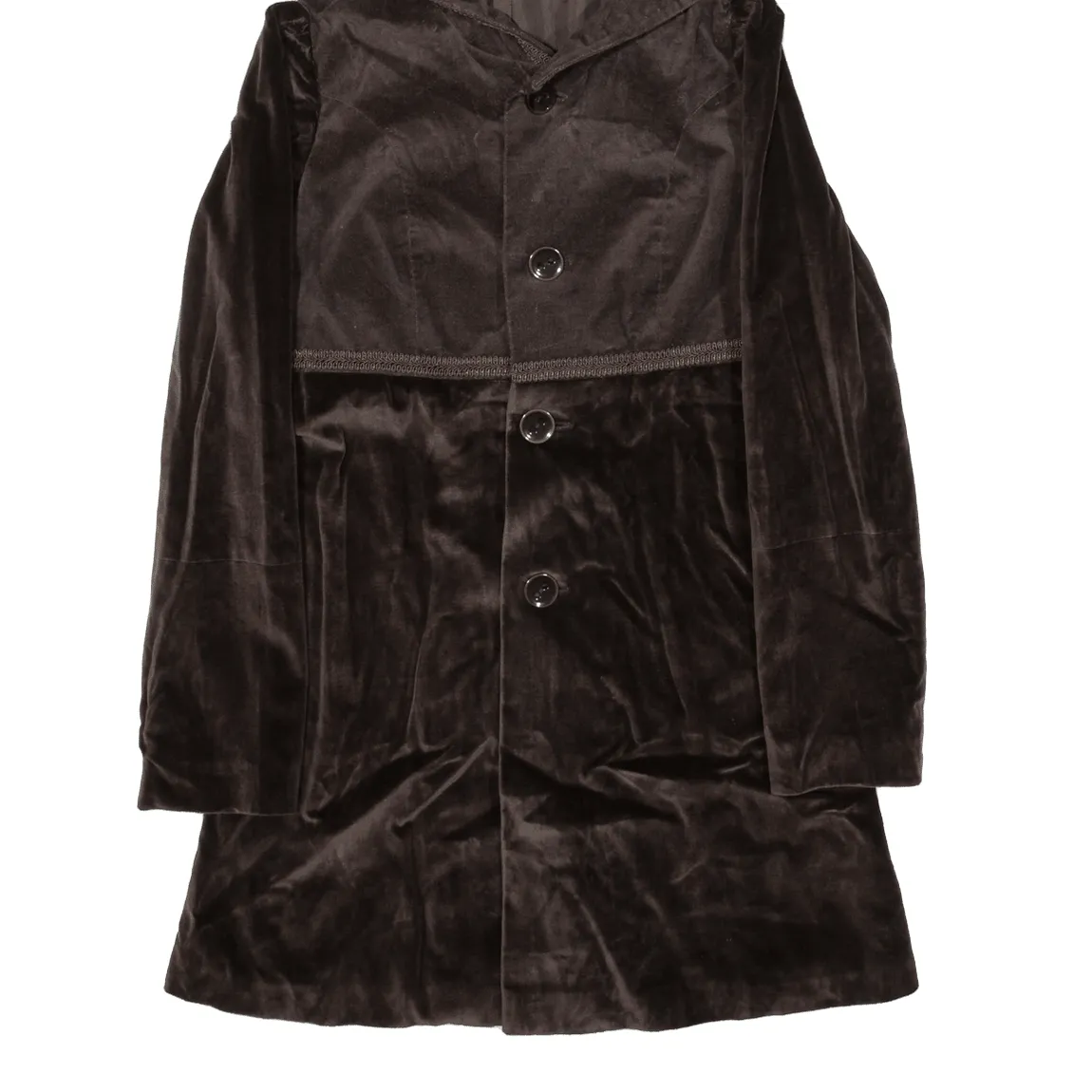 Womens Overcoat Coat Brown Velvet Hooded XS