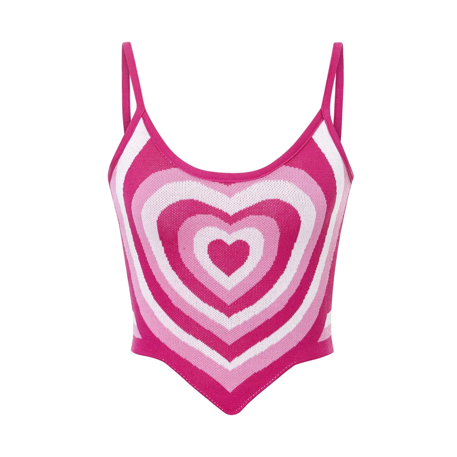 Y2k Women Knitted Camisole Fashion U-neck Striped Heart Backless Exposed Navel Vest Streetwear