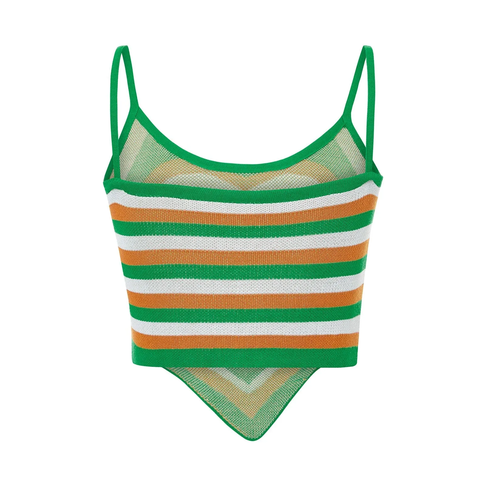 Y2k Women Knitted Camisole Fashion U-neck Striped Heart Backless Exposed Navel Vest Streetwear